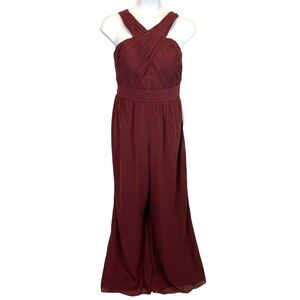 Stacees Halter Jumpsuit Chiffon Long/Floor-Length Wedding Party Dress  NWT  16